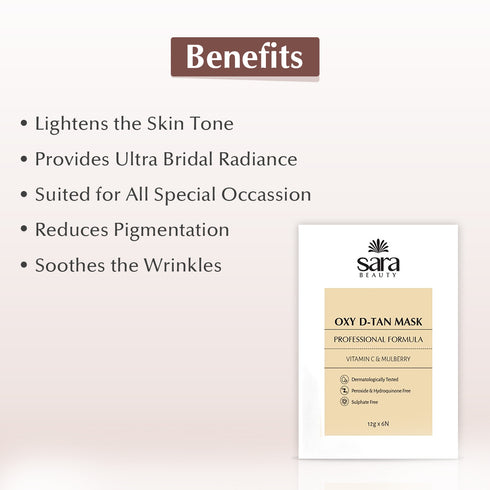 Sara D-Tan Caffeine Mask Pack For Instant Tan & Glowing Skin | 330 gm & Sara Oxy Mask De- Tan Kit | For Instant Tan removal | 72 gm